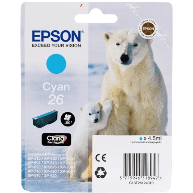 Kassette Epson C13T26124012 Cyan
